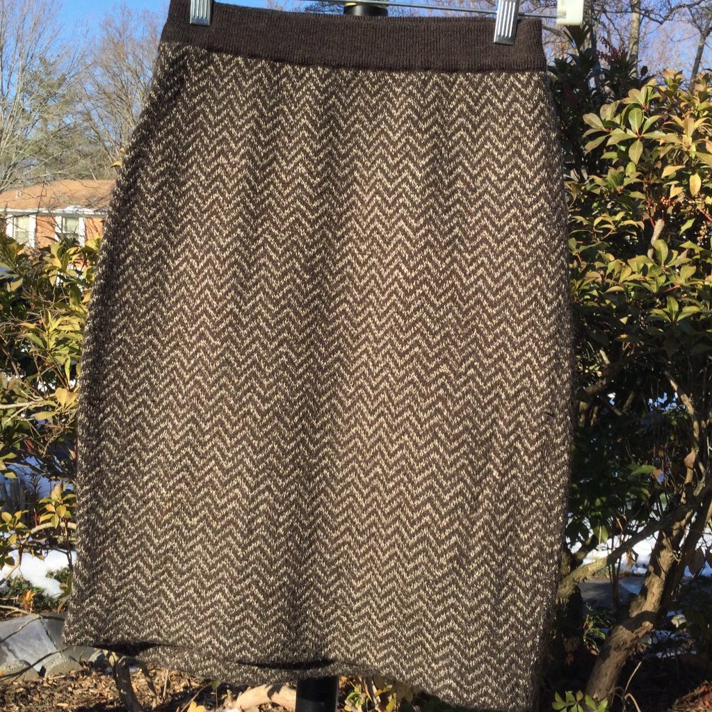 Liz Claiborne Wool Herringbone Brown-Gold Skirt